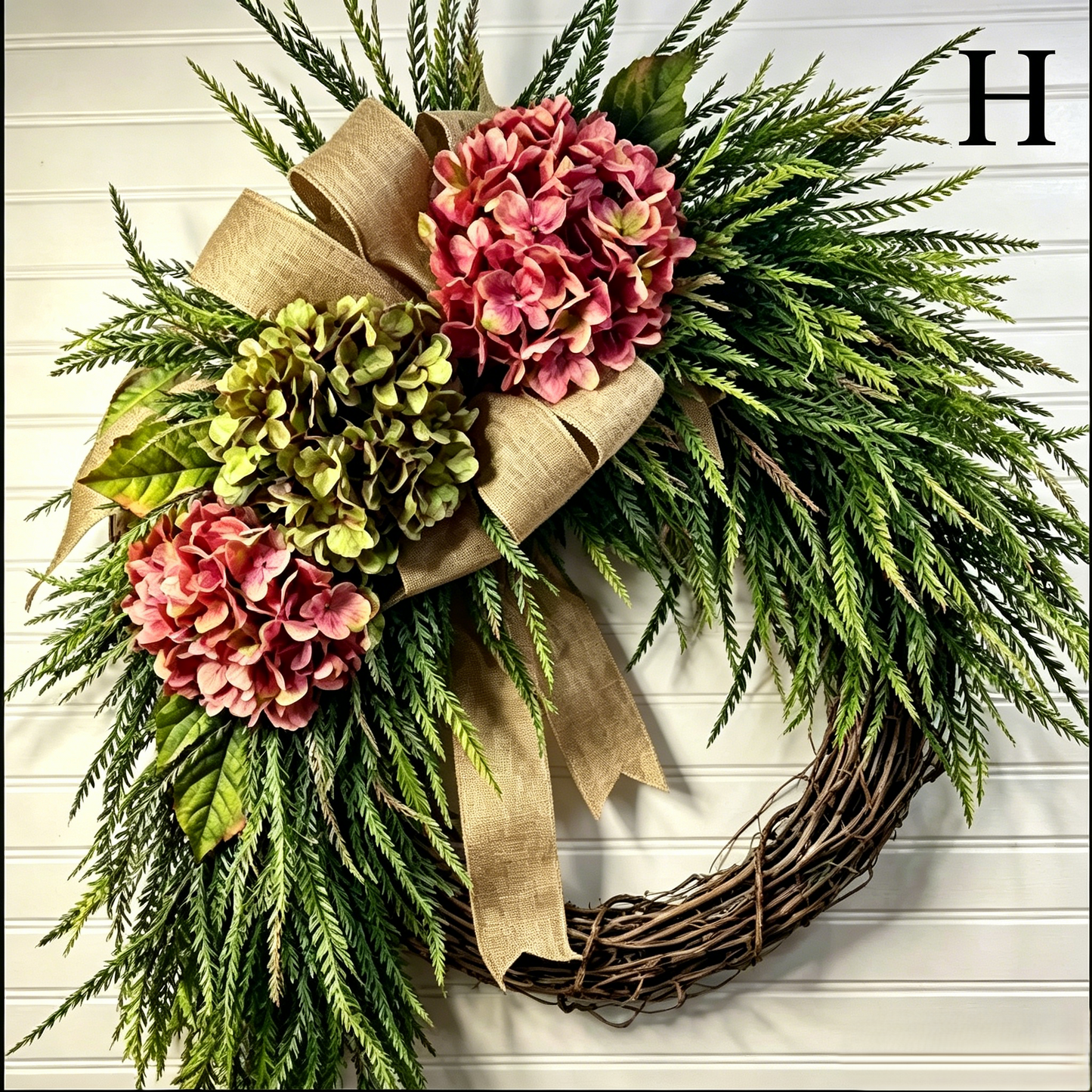 🌸Handcrafted Hydrangea Wreath – The Perfect All-Season Front Door Decor