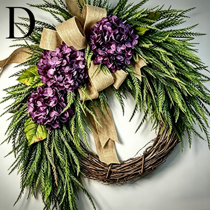 🌸Handcrafted Hydrangea Wreath – The Perfect All-Season Front Door Decor